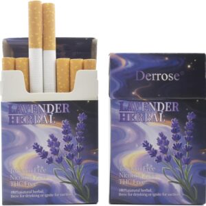 Derrose Lavender Herbal Sticks – Nicotine & Tobacco Free Herbal Cigarettes (2 Packs – 40 Sticks)